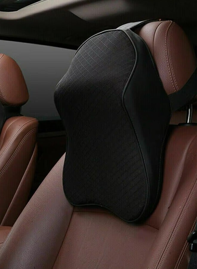 سيارة مقعد مسند الرأس وسادة الرقبة الهندسة البشرية السيارات وسادة الرقبة دائم وسادة الرقبة 100 ٪ رغوة الذاكرة الصرفة السيارات دعم الرقبة تخفيف آلام الرقبة قابل للتعديل وسادة الرقبة أسود . - Image 5